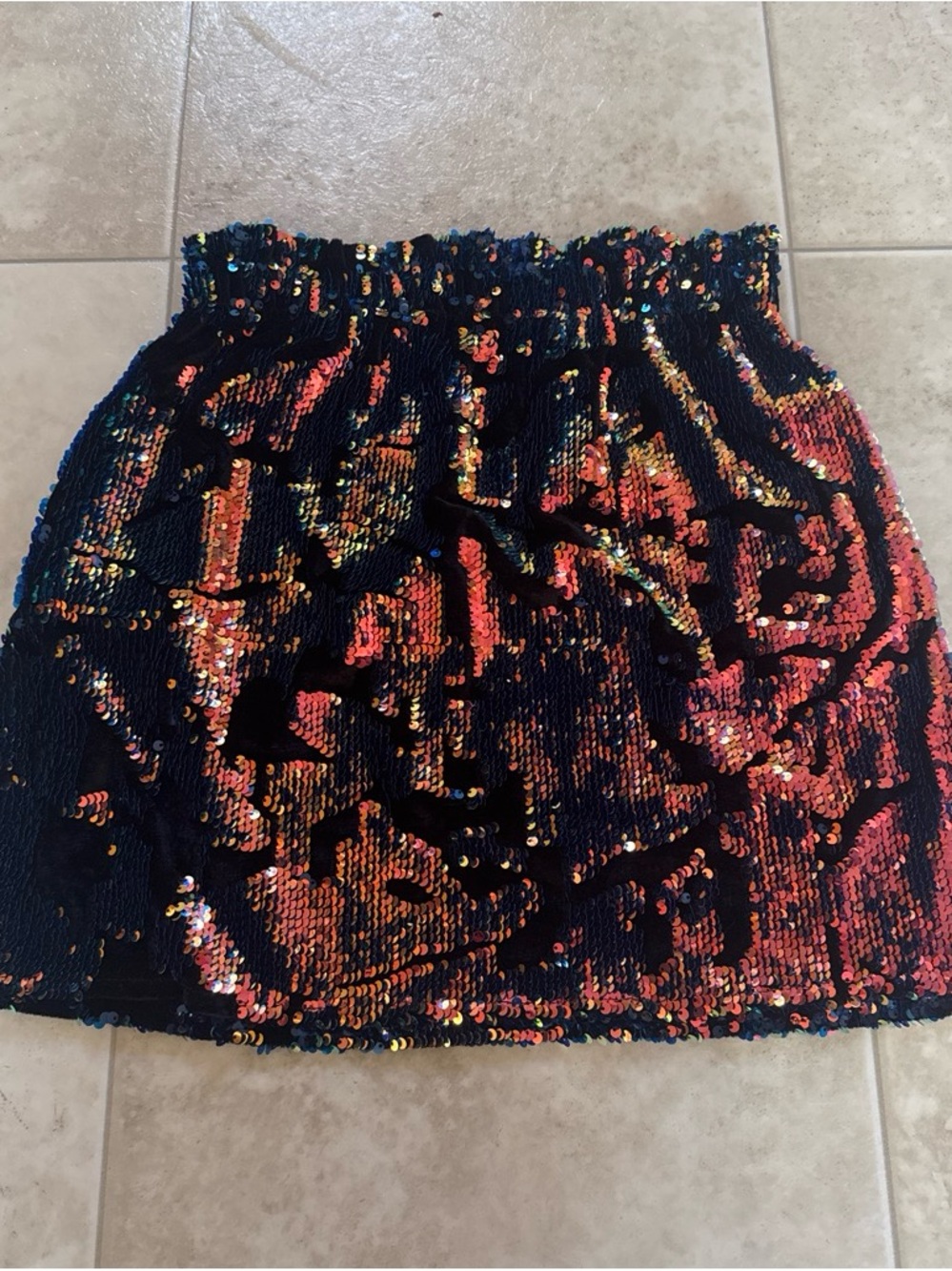 Zara Black Sequin Mini Skirt with Iridescent Red Accents